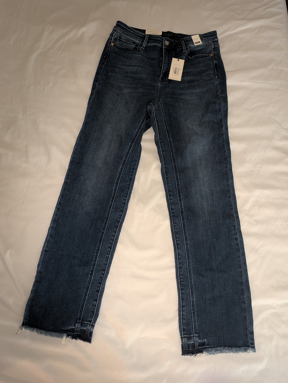 NWT Judy Blue Skinny High Waist Dark Blue Straight-Leg Jeans Scissor Cut 13/31